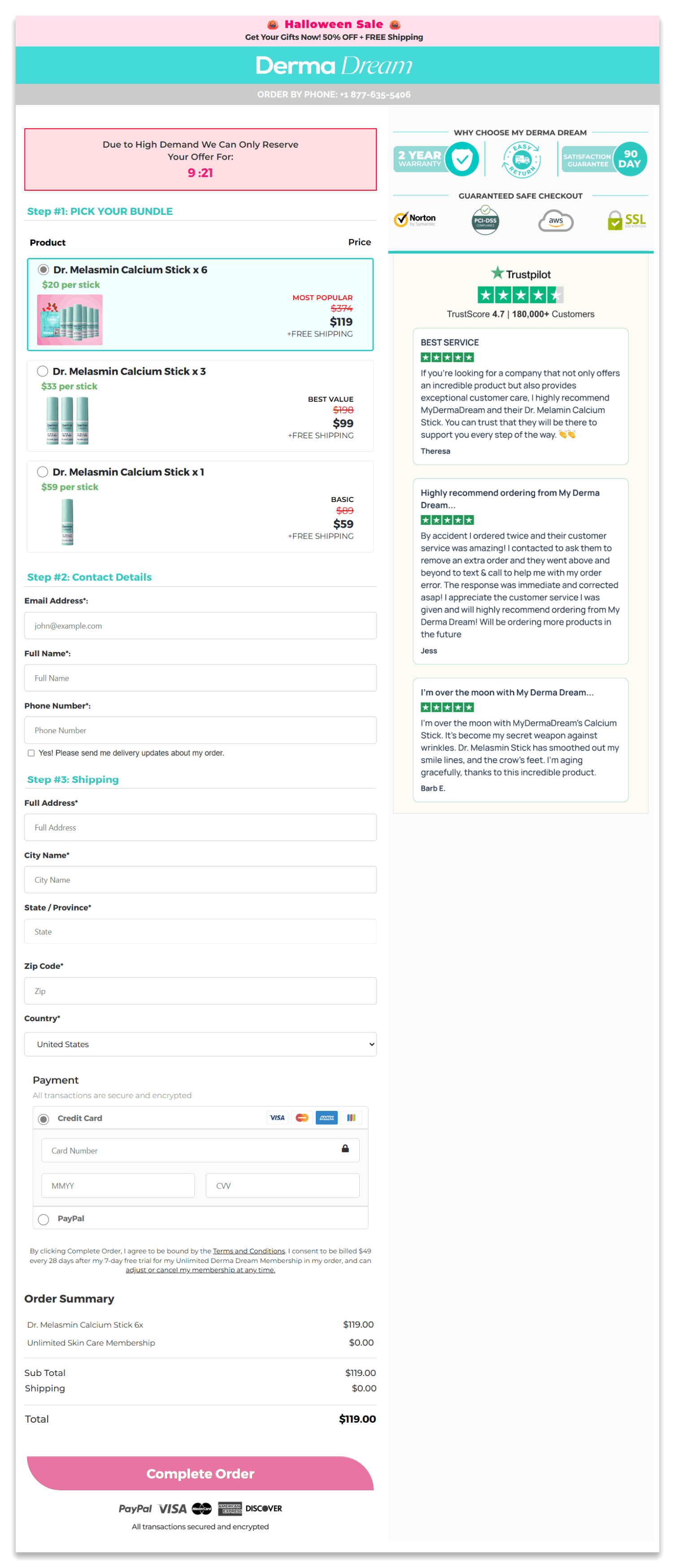 Dr. Melasmin Calcium Stick Secure Checkout Page